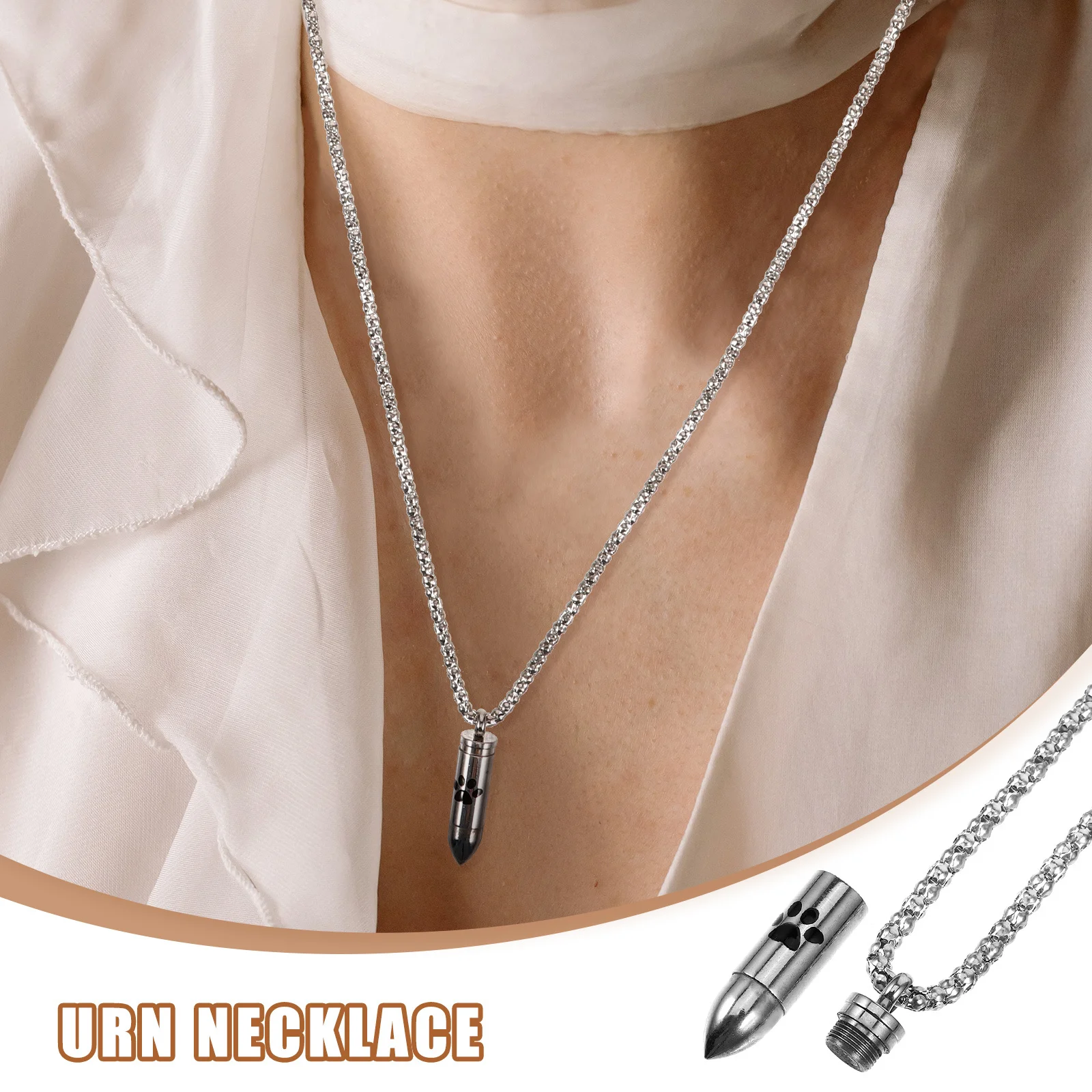 

Pet Urn Necklace Ashes Keepsake Pendant Exquisite Workmanship Durable Metal Jewelry Pet Urn Necklace Memorial Jewelry for Ashes