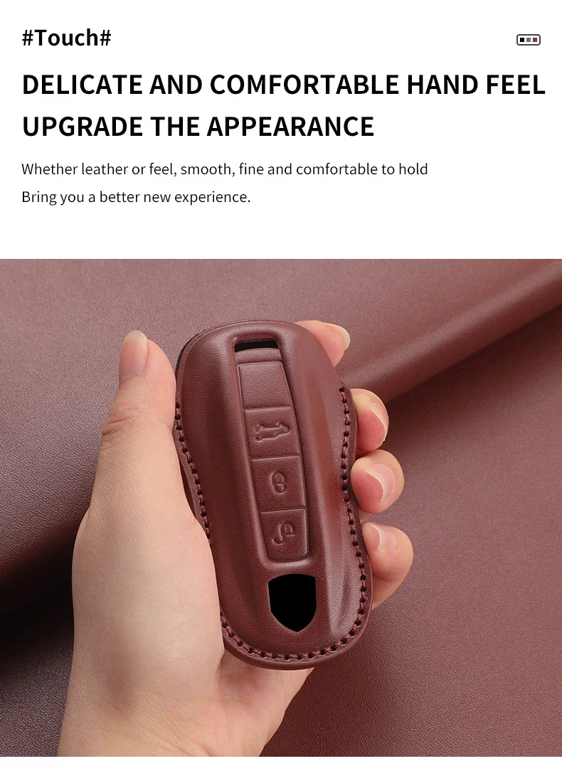 Top Layer Leder Auto Schlüssel etui Cover Shell für Porsche 718 Cayenne Panamera 911 Macan Taycan Cayman Boxster Autos chl üssel Zubehör – Detail 9