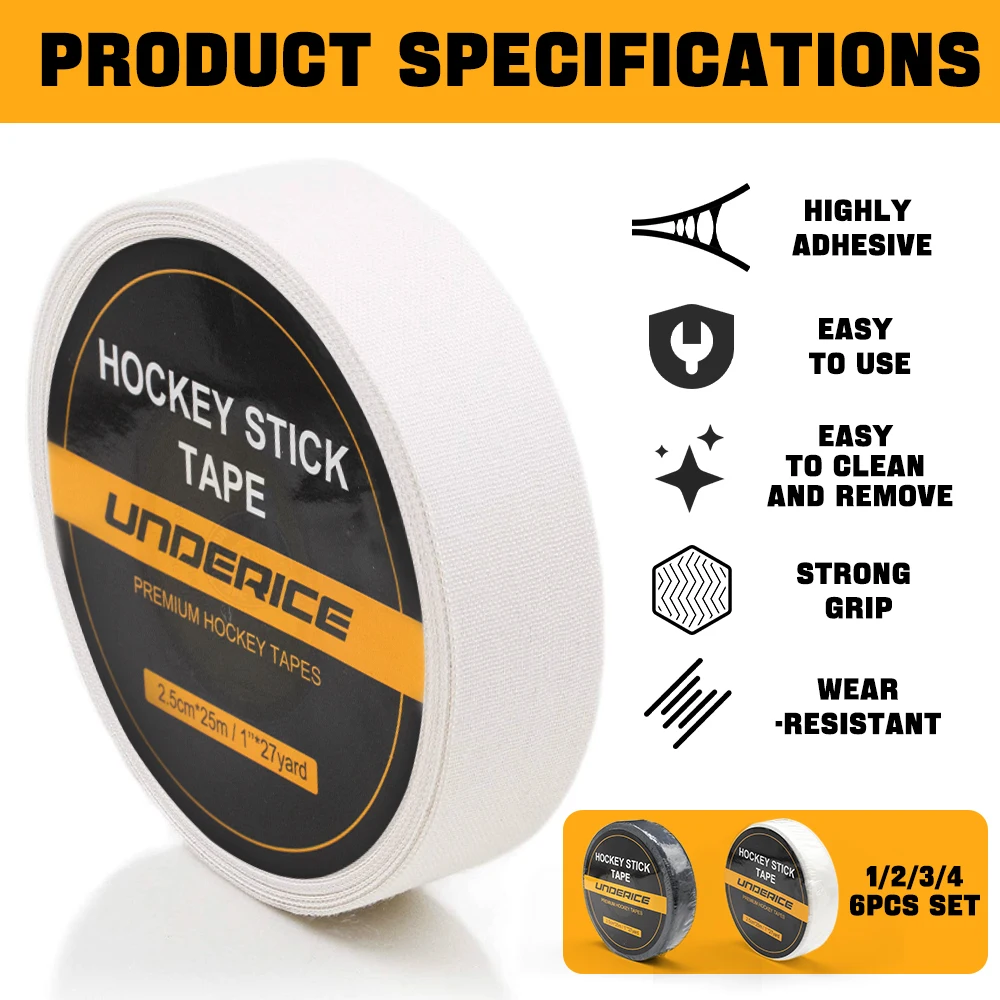 25M Hockey Tape 27 Yard Ice Hockey Stick Tape 1/2/4pcs Self-Adhesive Badminton Handle Hockey Grip Tape Anti-slip Sport Accessory