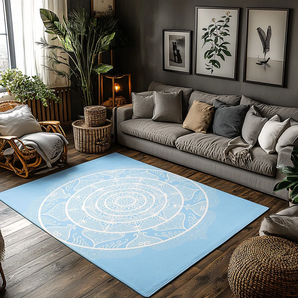 Alfombra elegante con área de Mandala, decoración bohemia para el hogar, alfombra antideslizante para el suelo, sala de estar, dormitorio, diseño abstracto moderno, alfombra con acento Ind