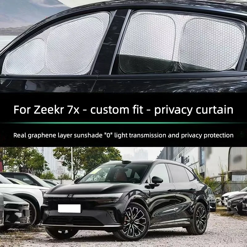 For Zeekr 7X Ice Crystal Graphene Side Window Sunshade Privacy Heat Insulation Car Sun Visor Custom Interior Accessories