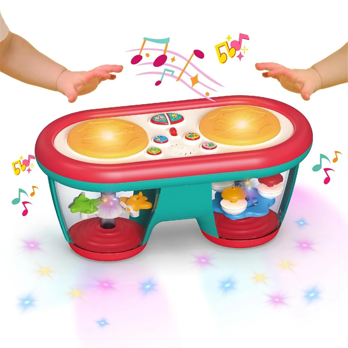 Juguete de tambor musical para bebé con luces y sonidos giratorios, proyector de tambor de luz nocturna que cambia de color con música para niños