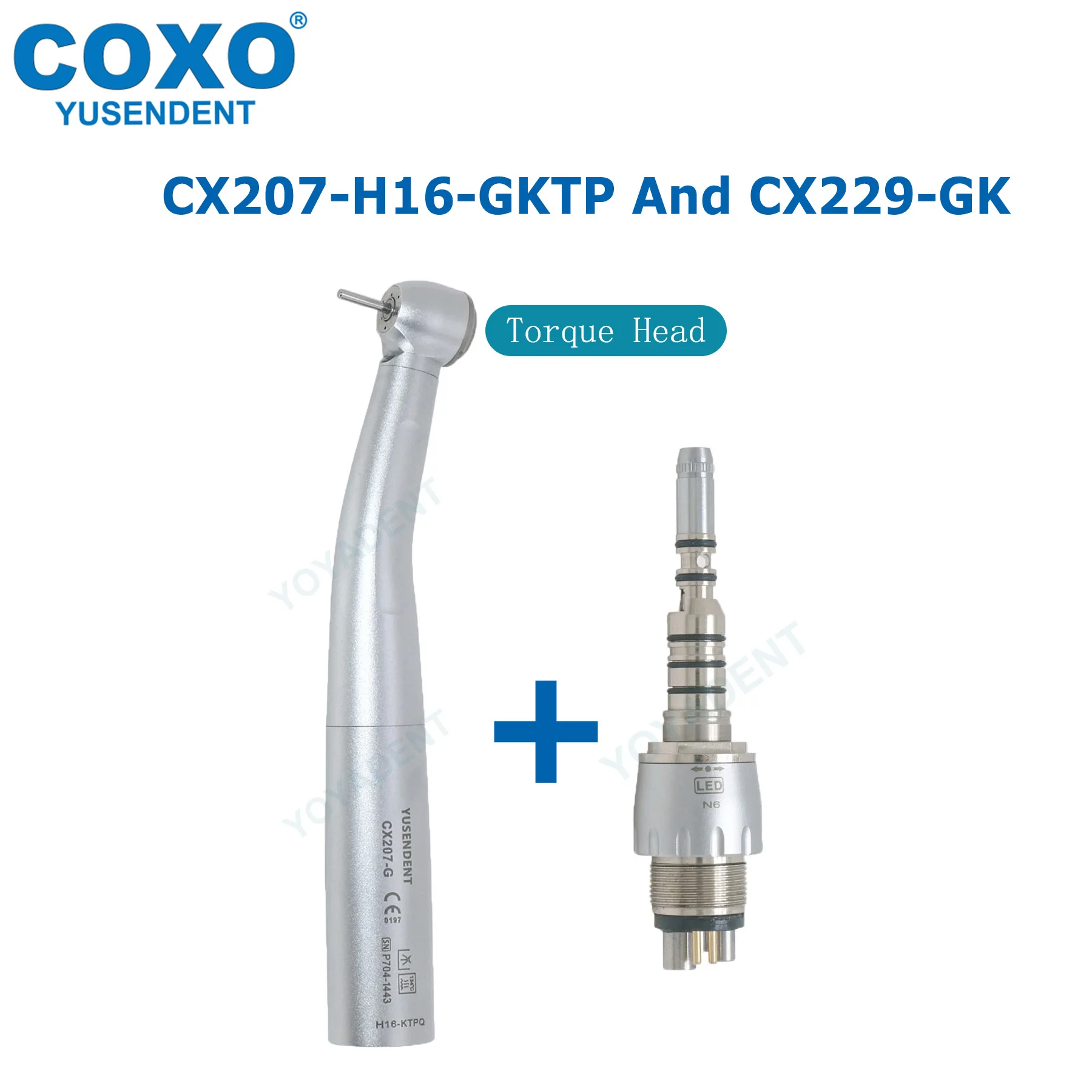 COXO CX207-G Tandheelkundige Turbine Fiber Optic Hoge Snelheid Handstuk FG Bur Handstuk Standrad/Koppelkop LED Koppeling 6 Pin Fit KAVO