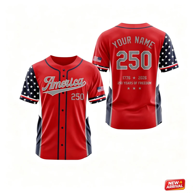 America 250th Anniversary Baseball Jersey For Men Customized Name 3d Printed Shirts 2026 USA Independence Day Summer Sports Top