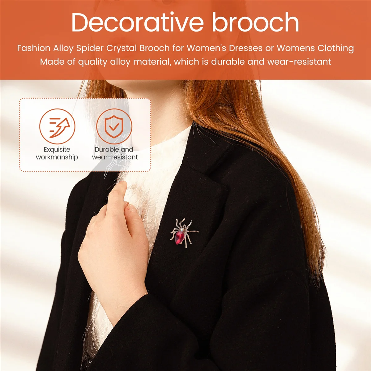 بروش كريستال عنكبوت من خليط معدني من ABQR لفساتين النساء أو الملابس النسائية #3