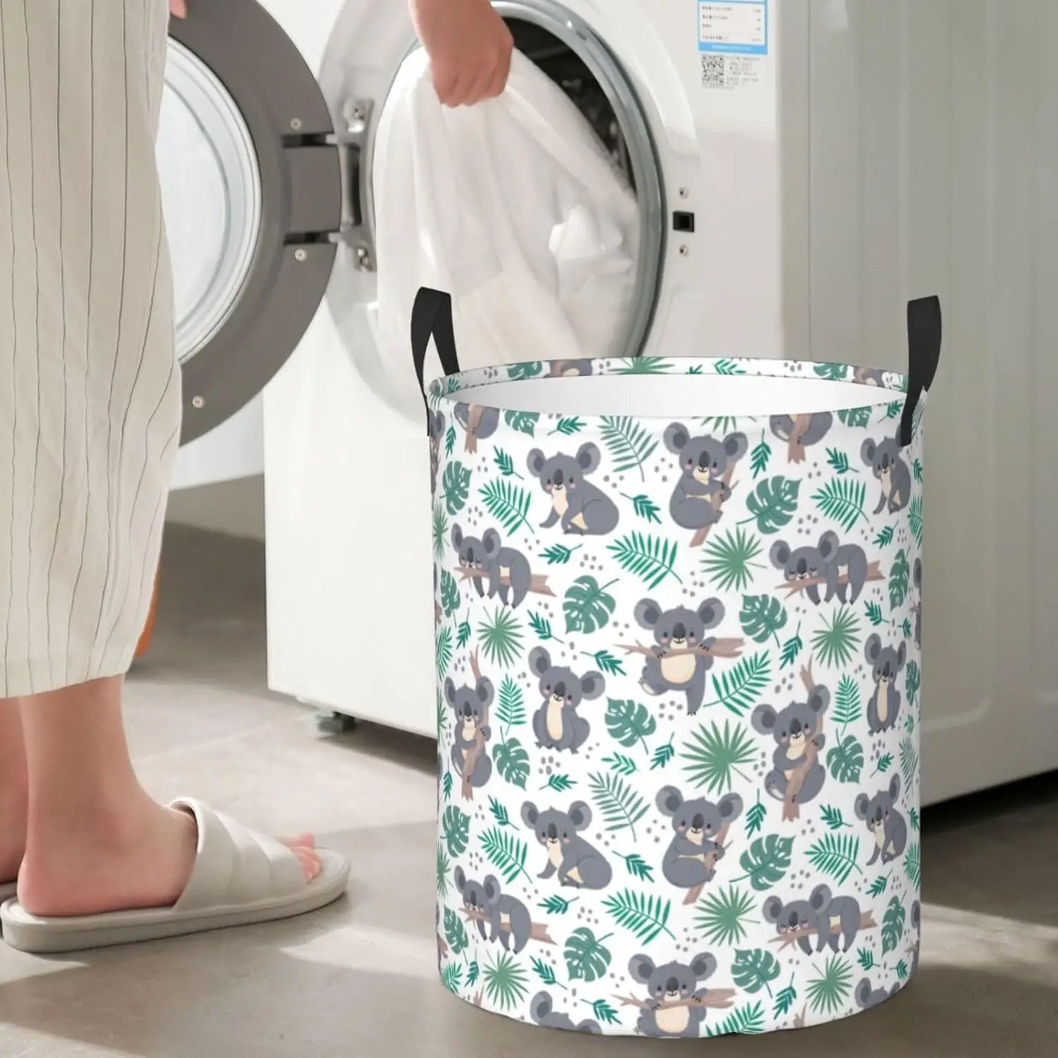 

Large Laundry Basket with Handles Bears And Tropical Leaves Baby Kids Dirty Clothes Laundry Hamper