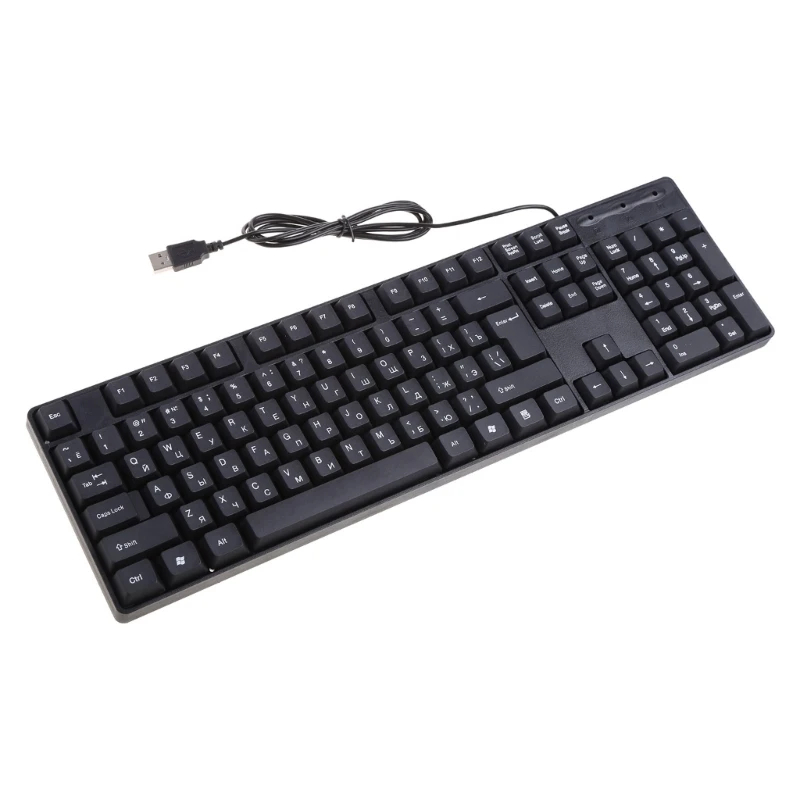 Tastatur, tragbare russische Tastatur, ultradünn, leise, schwarz, für Desktop-Computer