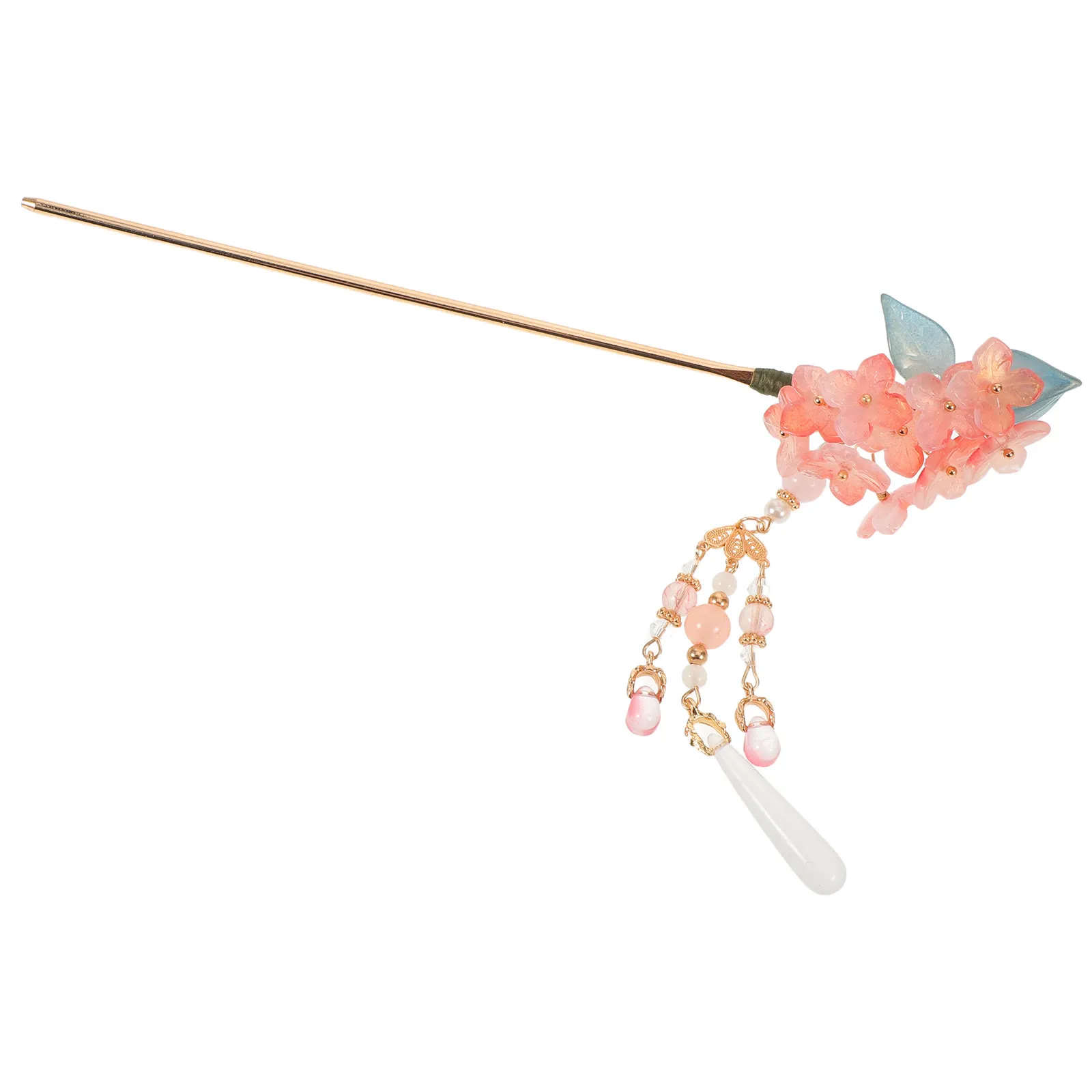 Flower Tassels Hairpin Chinese Hanfu Elegant Long Tassel Hair Clip Pink Vintage Floral Hair Stick Bridal Updo Accessories