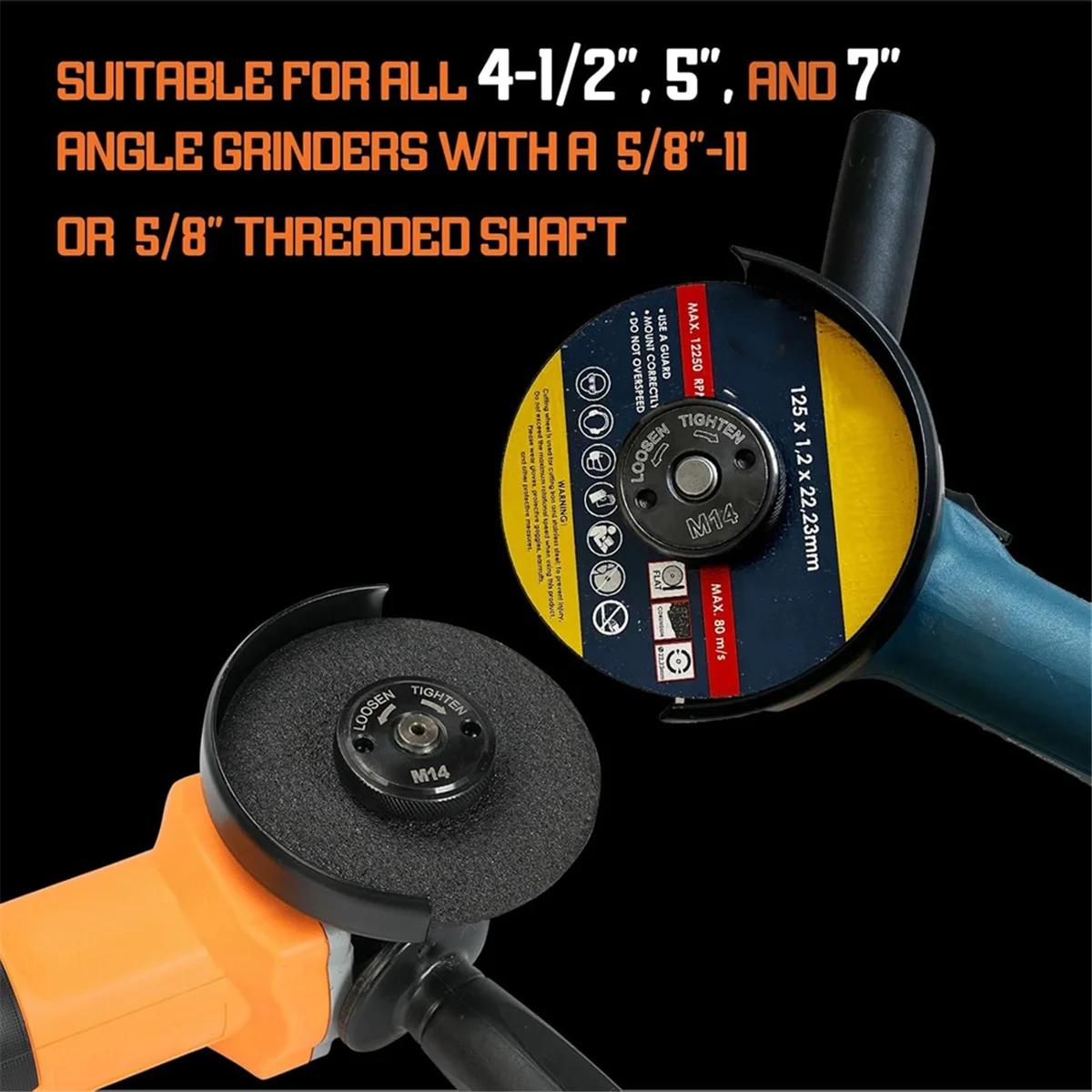 

SSR 2PCS Nuts for Anlgle Grinder 4.5Inch and 5Inch No Wrench Required, 5/8-11 and 5/8Inch Self Locking Flange Nuts