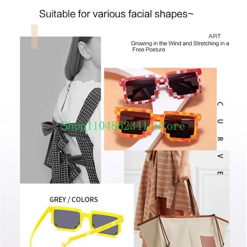 5ASD نظارة شمسية الفسيفساء Y2K Thug Life نظارات شمسية مضحكة نظارة شمسية UV400
