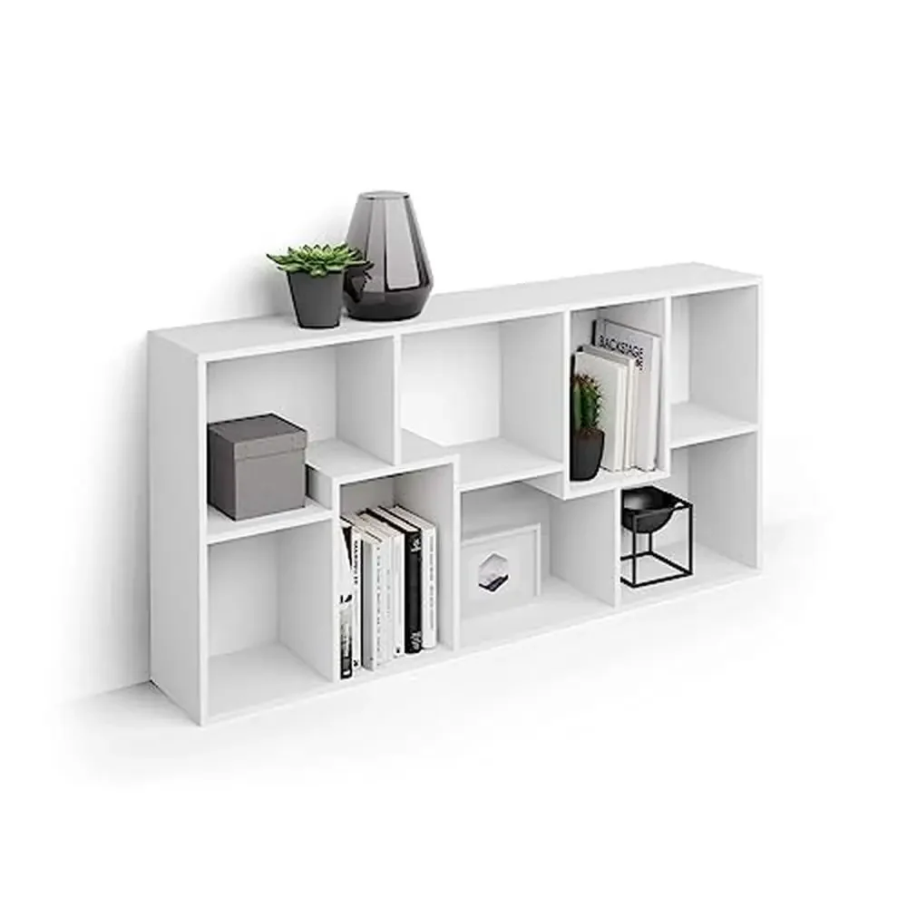 Modern White Ashwood Bookcase Office Living Room Furniture Italian Design Wall Mount Sturdy 63.39