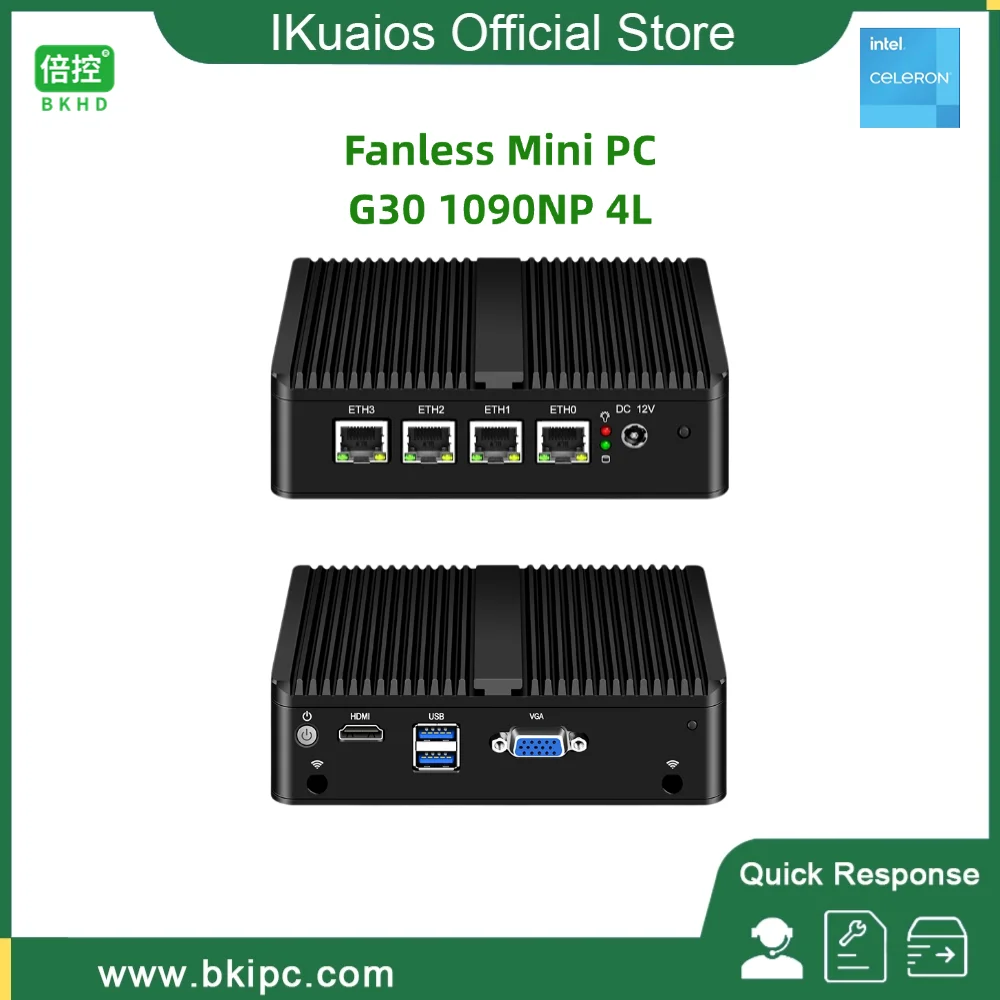 IKuaiOS Intel Celeron N4000 J4125 Mini PC Fanless 4xLAN i226 2.5G Ethernet 2xDDR4 Firewall Appliance PfSense ESXi OPNsense G30