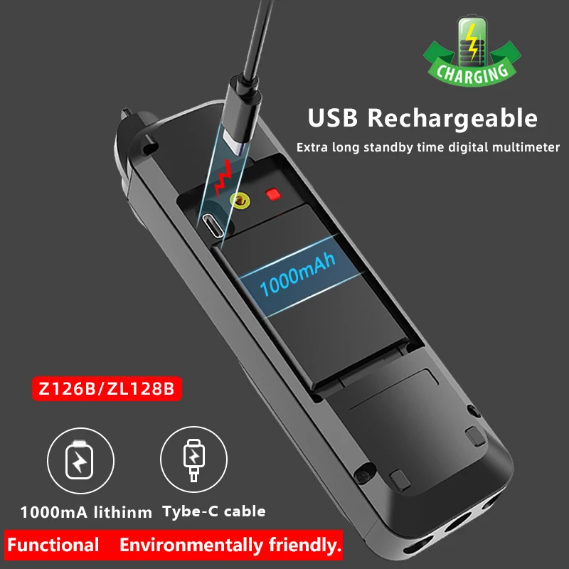 Nowy 9999 USB Charge Multimetro cyfrowy profesjonalny multimetr AC DC wykrywacz wysokiego napięcia pióro Ohm Hz pojemność REL True RMS