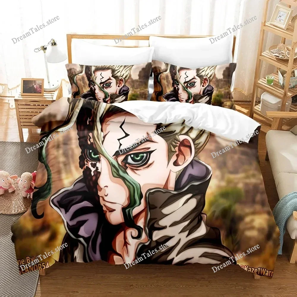 Exquisite 3D Anime Dr.Stone Senku Print Bedding Set Duvet Cover Comforter Bed Youth Kids Girls Boys Gift Home Textileextile