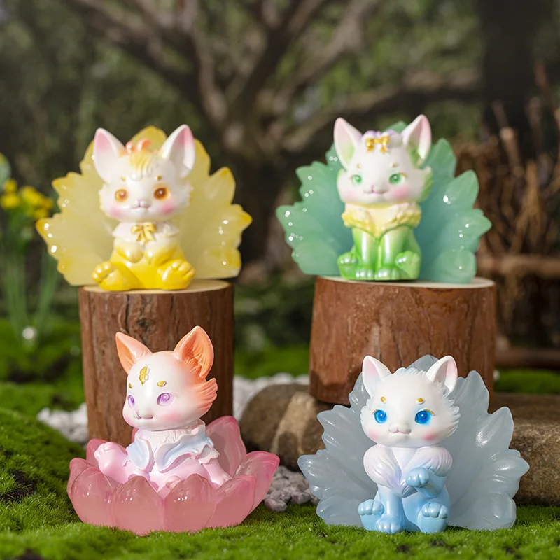 Shanhai Fox Ornament Cartoon Nine-tailed Fox Resin Crafts Desktop Ornament Decorative Toys