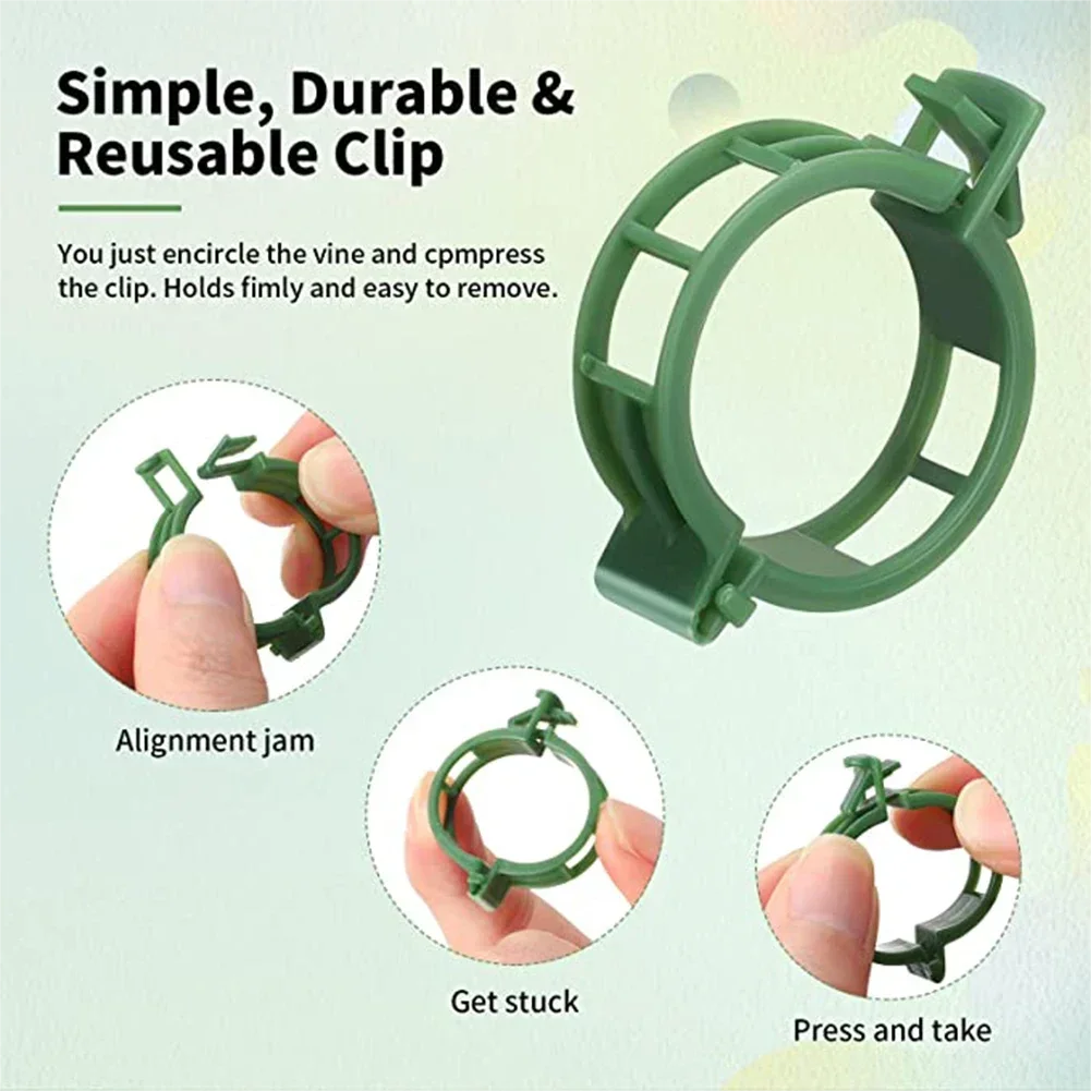 Plastic Plant Support Clips Garden Veggie Tomato Ties Trellis Stake Clips Reusable Plant Vine Protection Grafting Fixing Tool