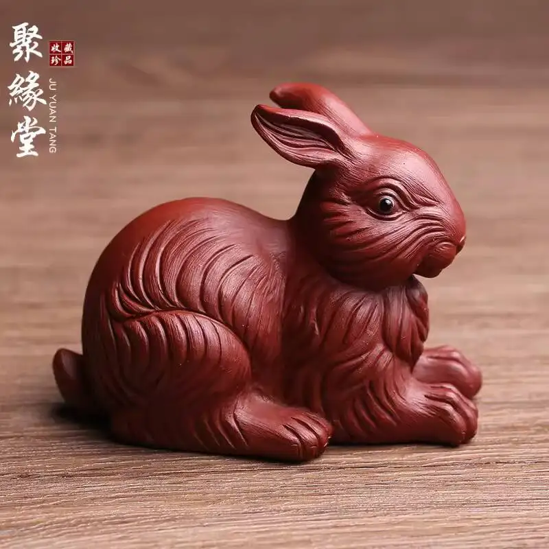 

Фигурка кролика из исинской фиолетовой глины, ручная работа, аксессуар, украшение для набора для кунг-фу, премиум-качество, можно использовать