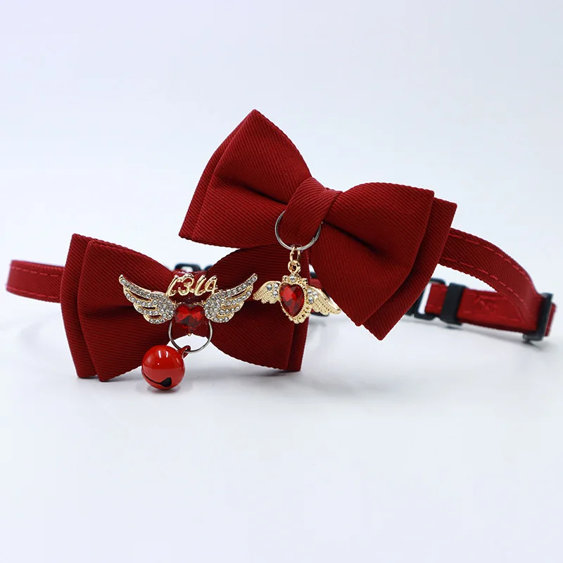 القوس الأحمر قابل للتعديل طوق القط، زهرة القلب قلادة طوق الحيوانات الأليفة، رائع الرجعية القط طوق، عيد الميلاد الزفاف الحيوانات الأليفة الملحقات