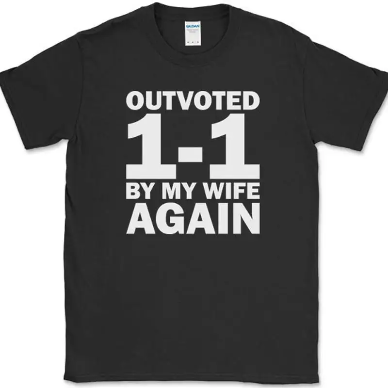 

Outvoted By My Wife Again T-Shirt Funny Marriage Humor Tee