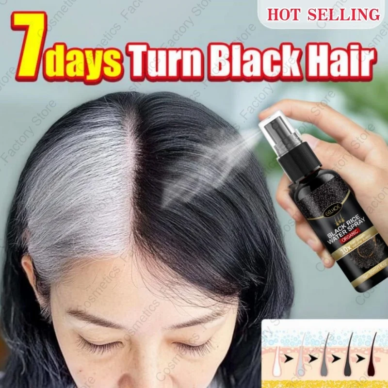 Gray White Hair Treatment Serum Cover White Hair To Black Natural Color Repair Spray Anti Loss Hair Restore Healthy Hair Care