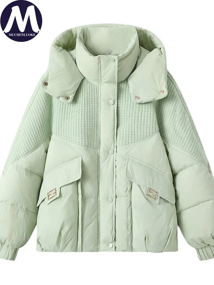 Ropa de algodón para mujer, Parkas cortas con capucha de manga larga a la moda coreana, Parkas cálidas holgadas e gruesas informales, abrigos