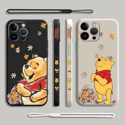 Disney Winnie the Pooh Case for Apple iPhone XR 8 7 XS Max 12 Mini SE 14ProMax 11 15 Plus 13 Pro Square Liquid Silicone Cover