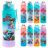 Sdq 750ML Disney Stitch Gradient Plastic Water Bottle Outdoor Sports Leak Proof Water Cup Children's Birthday Water Bottle Gift