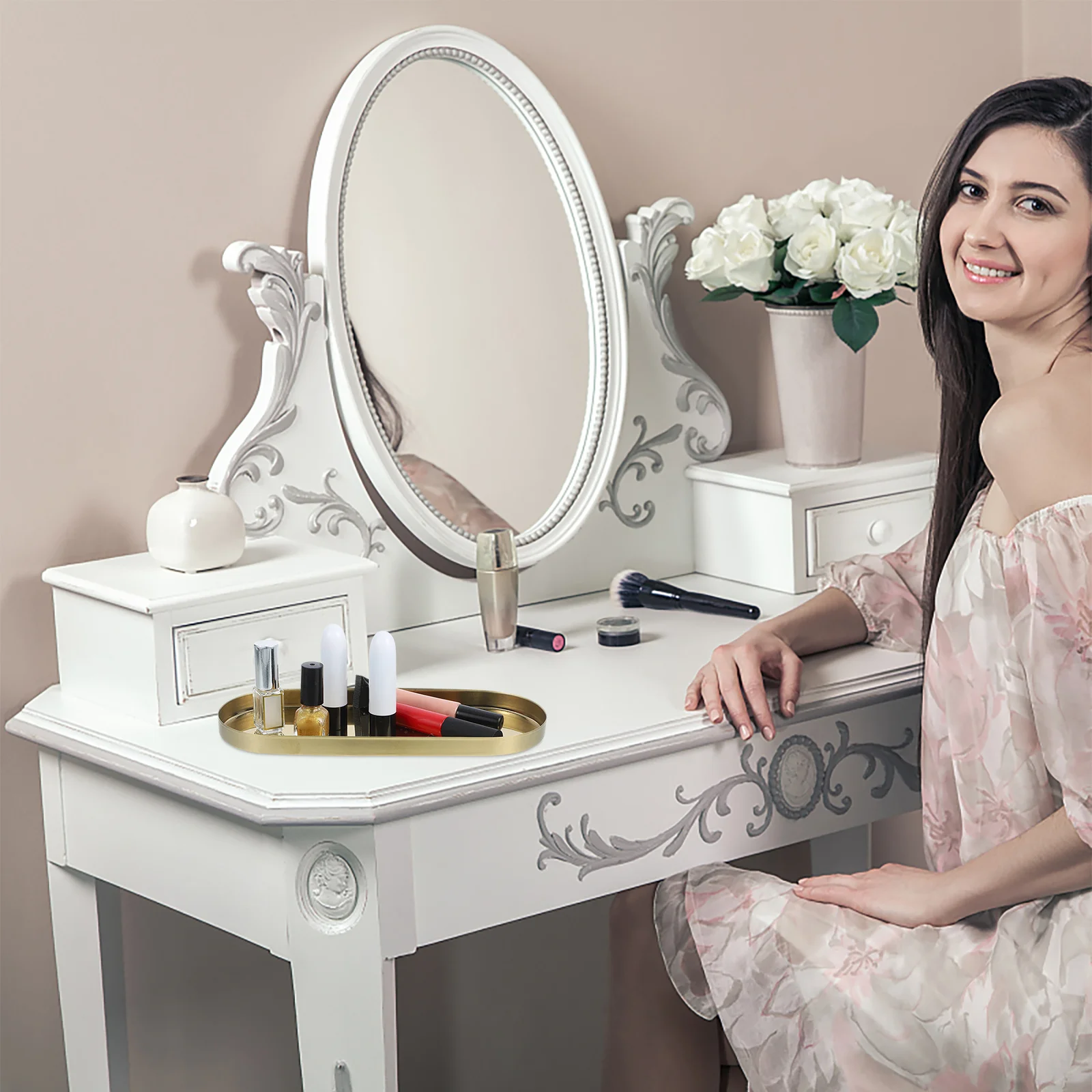 Counter Stainless Steel Jewelry Tray Sturdy Multipurpose Storage Plate Snack Serving Tray Desktop Metal Organizer Dish Plate