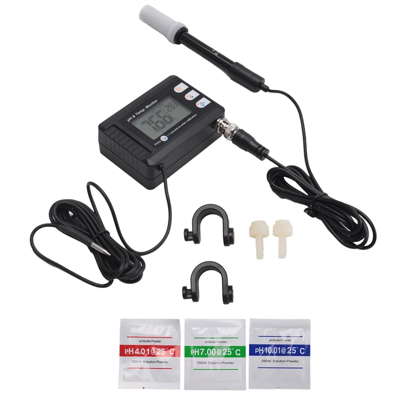 【ขายดี!】เครื่องวัดคุณภาพน้ำแบบดิจิตอล วัดอุณหภูมิและค่า pH พร้อมฟังก์ชันปรับเทียบอัตโนมัติ สำหรับตู้ปลา