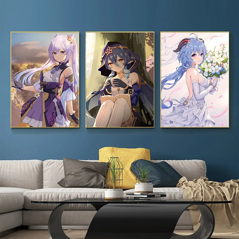 5D Diy Diamond Painting Anime Genshin Impact Poster Full Diamond Art Mosaic Embroidery Rhinestone Cross Stitch Kit Home Decor