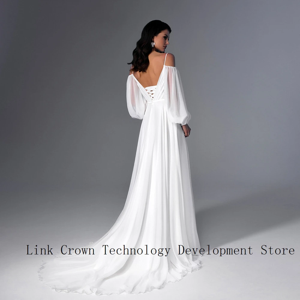 Charming Ivory Wedding Dresses for Ladies Elegant Side Slit Chiffon Bridal Gowns Exquisite Vestidos De Novia 2025 New Summer