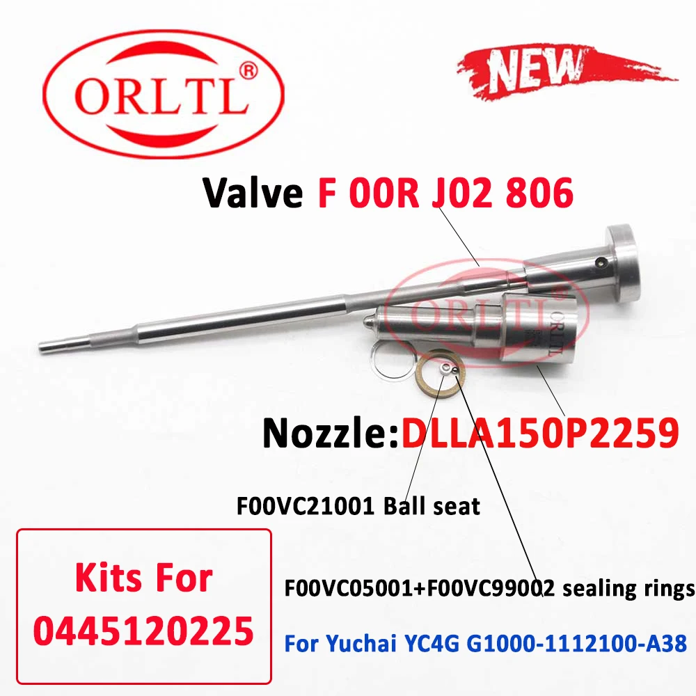 ORLTL DLLA150P2259 Diesel Oil Injector Nozzle 0433172259 F00RJ02806 Control Valve F 00R J02 806 for CRSN2-BL Yuchai 0445120225