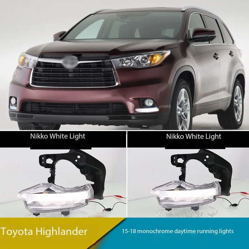 

Автомобильные модифицированные светодиодные DRL дневные ходовые огни противотуманные фары с желтым указателем поворота для Toyota Highlander 2015-2018