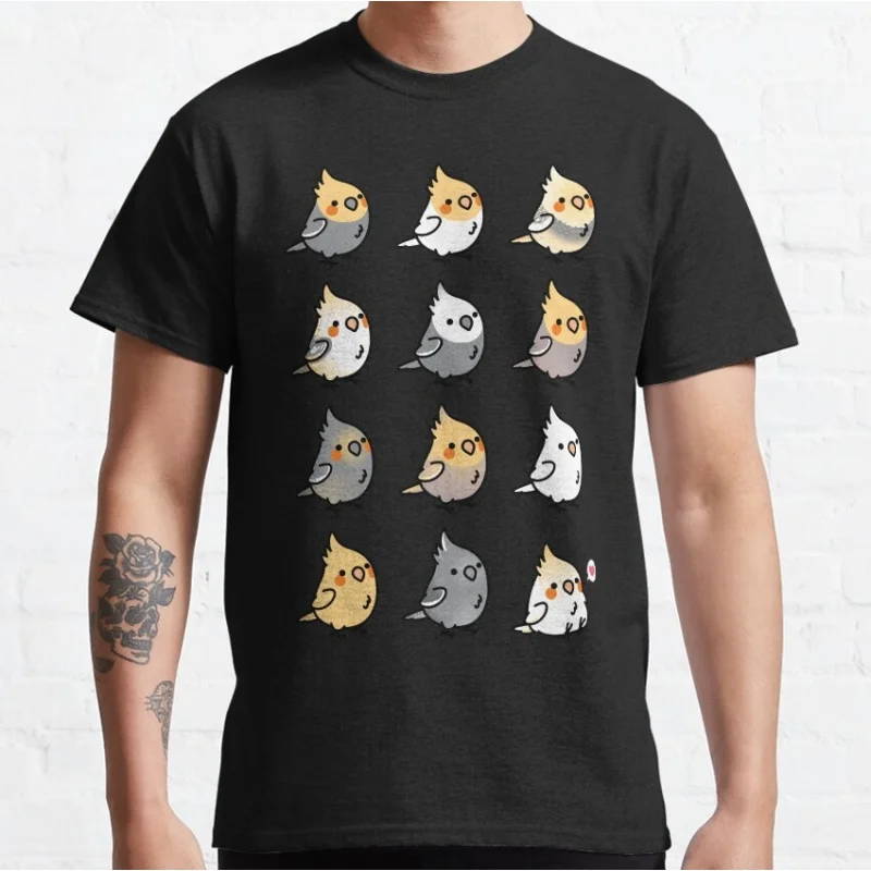Chubby Cockatiel Collection Gift t shirt for birds lover 100% cotton printed tee Short Sleeve Graphic Clothes All size top S-6XL