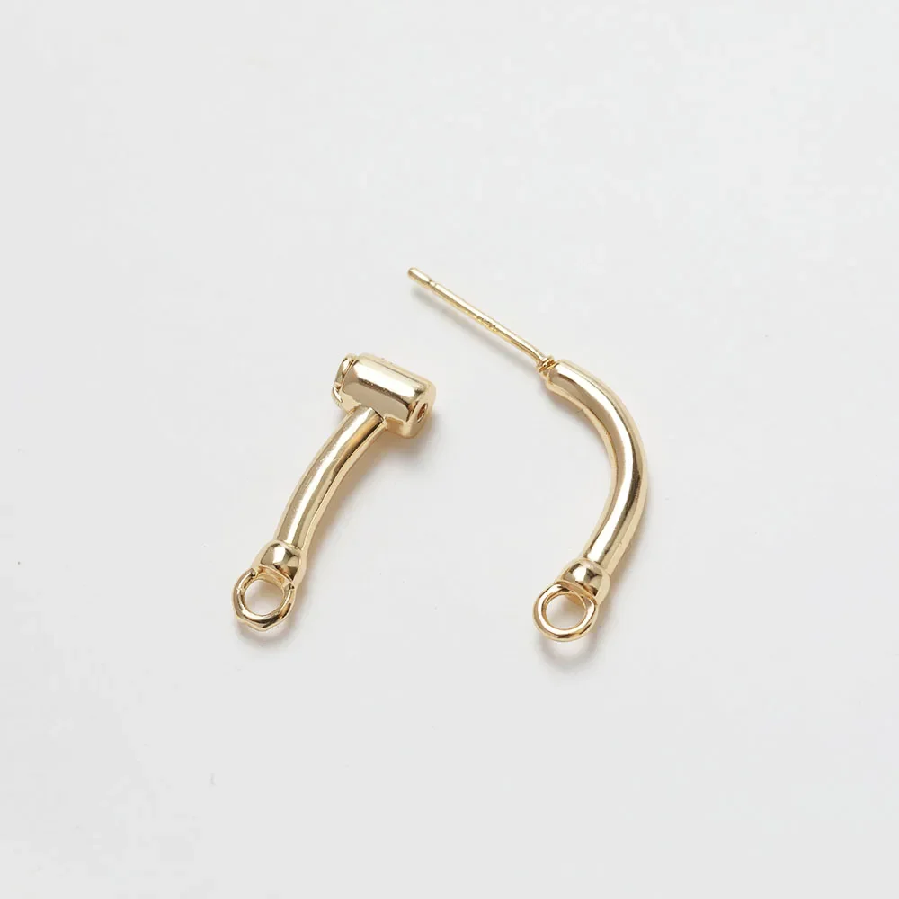 2Pcs Dainty Ear Studs Diy Earrings Charms for Jewelry Findings Components Hand Made Brass 14k Gold Plated  Accessories 21*23mm