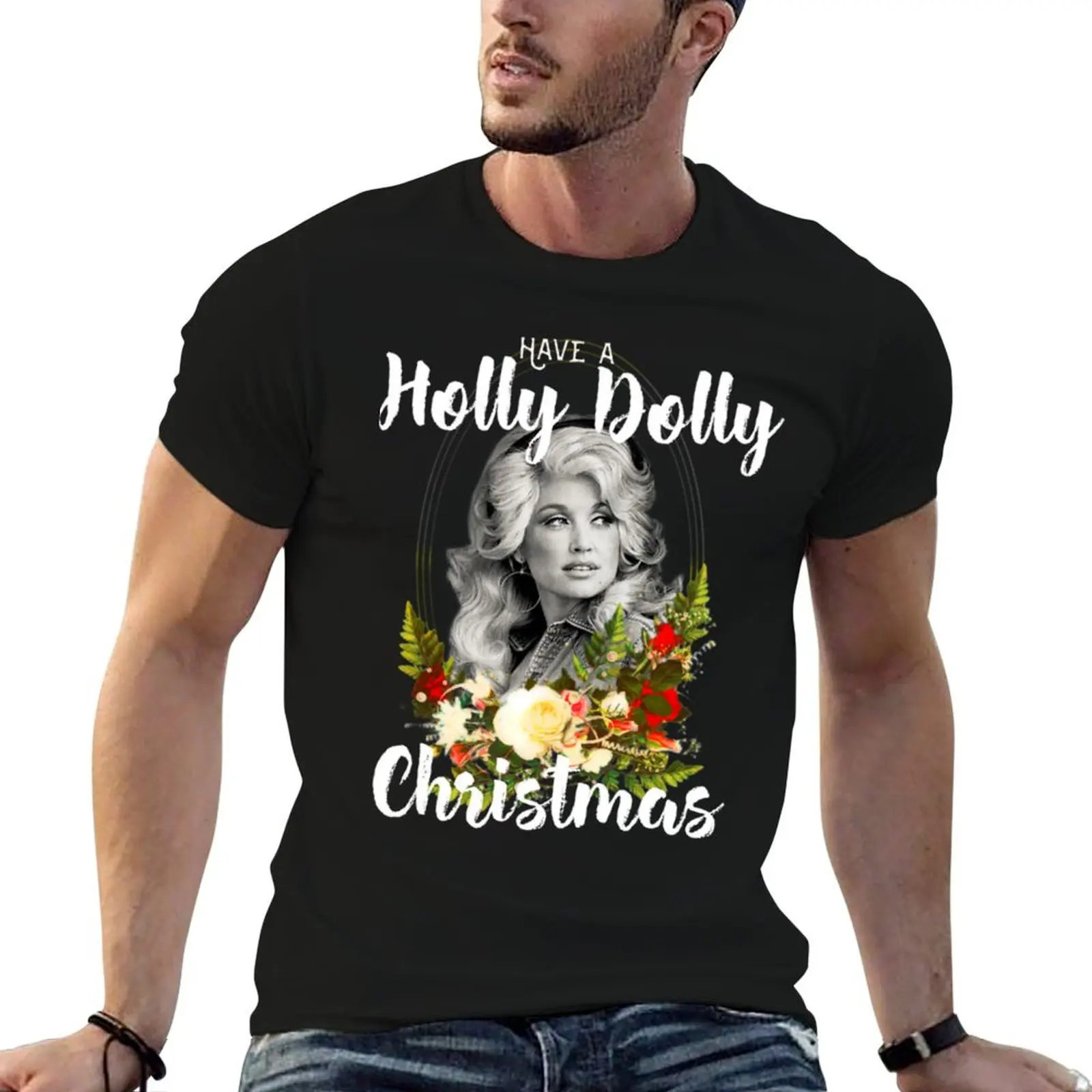Have A Holly Dolly Christmas Ess T-Shirt Casual Work Wear T-Shirt