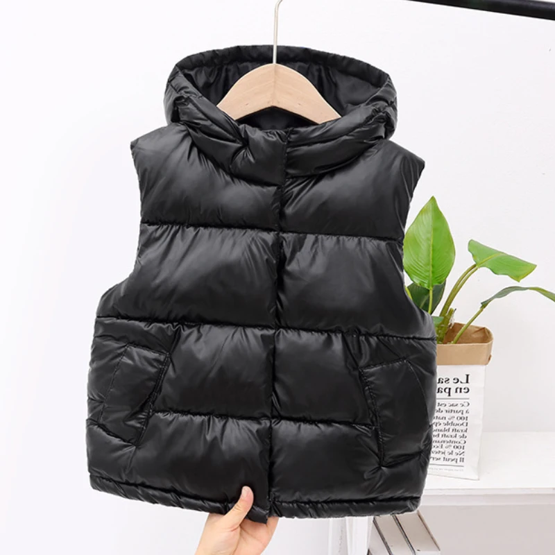 Vest Winter Thickened Warm Tank Top Coat 2-11 Year Old Korean Boy Girls Cartoon Casual Sleeveless Jacket Coat Fashion Child Wear