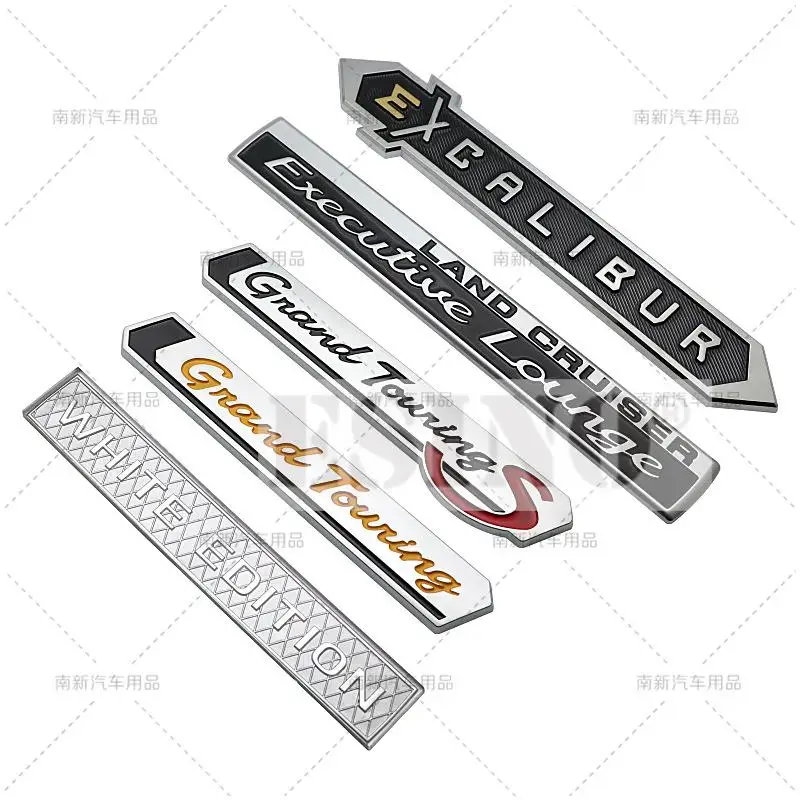 3D White Edition Excalibur Grand Touring ABS Trunk Badge Car Body Rear Tailgate Adhesive Emblem for Toyota Land Cruiser