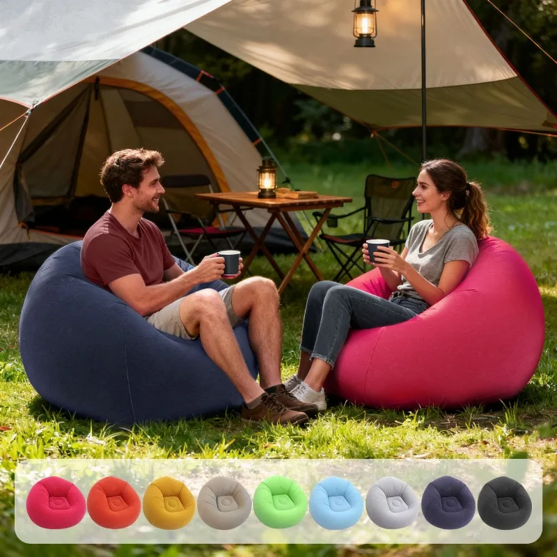 

Lazy Inflatable Sofa Portable Foldable Pvc Flocking Single-Person Inflatable Sofa Lounger Seat for Outdoor Camping