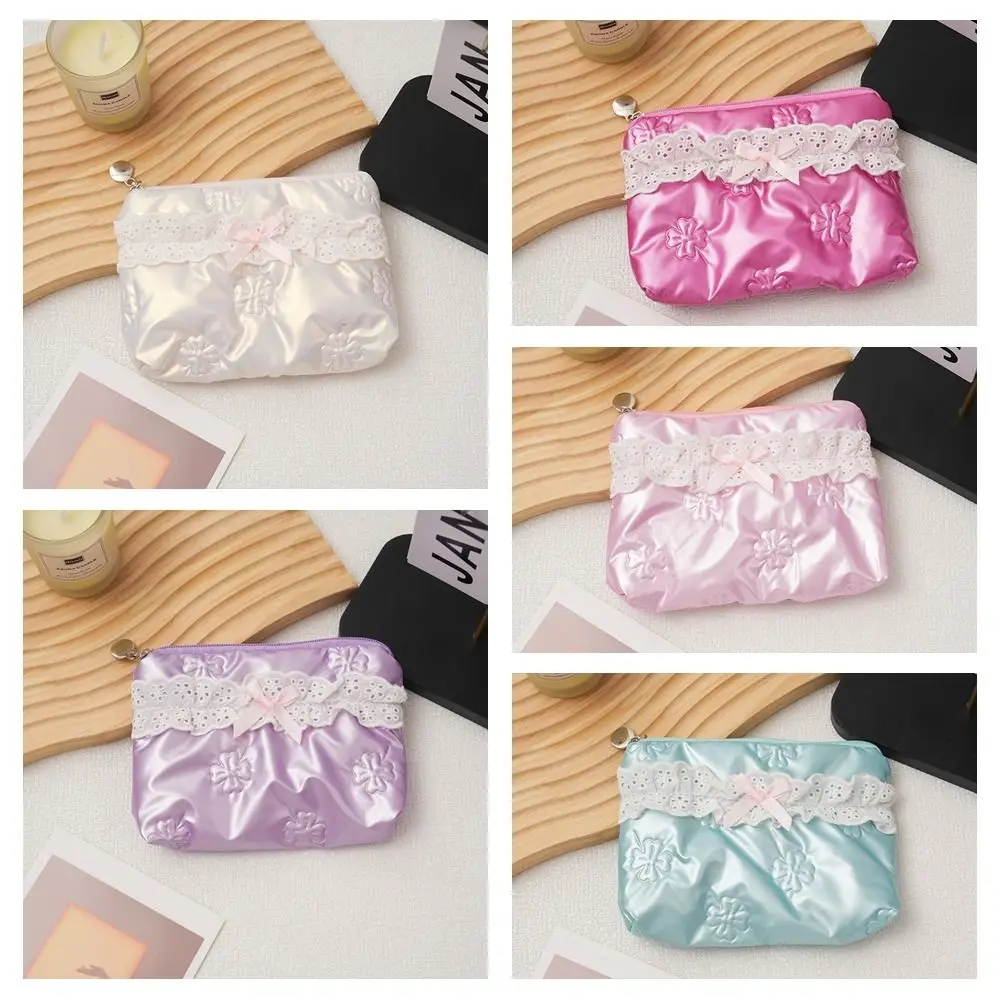 

New Butterfly Lace Coin Purse Large Capacity Portable Zipper Pouch Multipurpose Earphone Bag Women