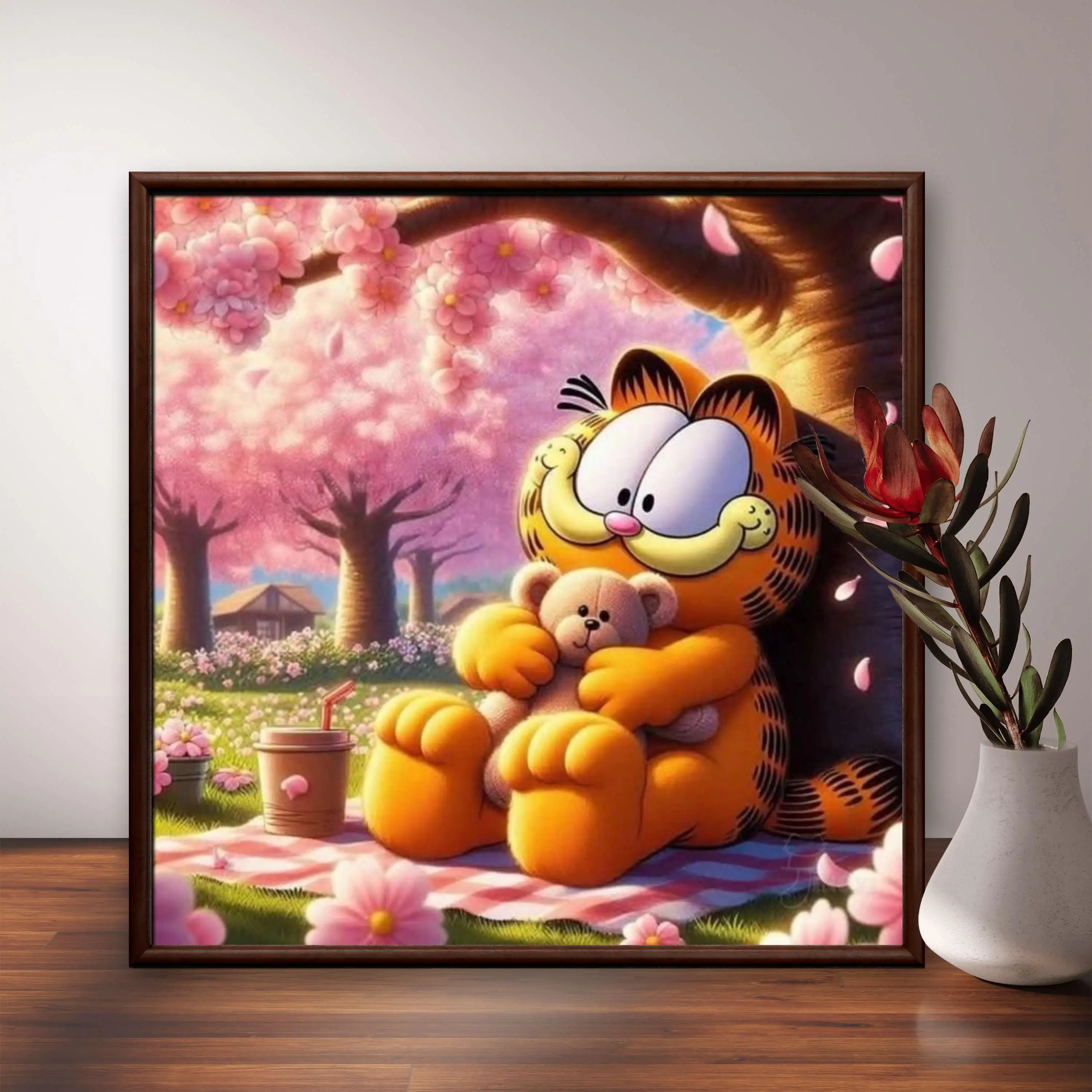 5D Vollrund-Diamantmalerei mit niedlichem Garfield-Cartoon-Motiv, DIY-Wanddekoration für Zuhause, ideales Kindergeschenk – Detail 3