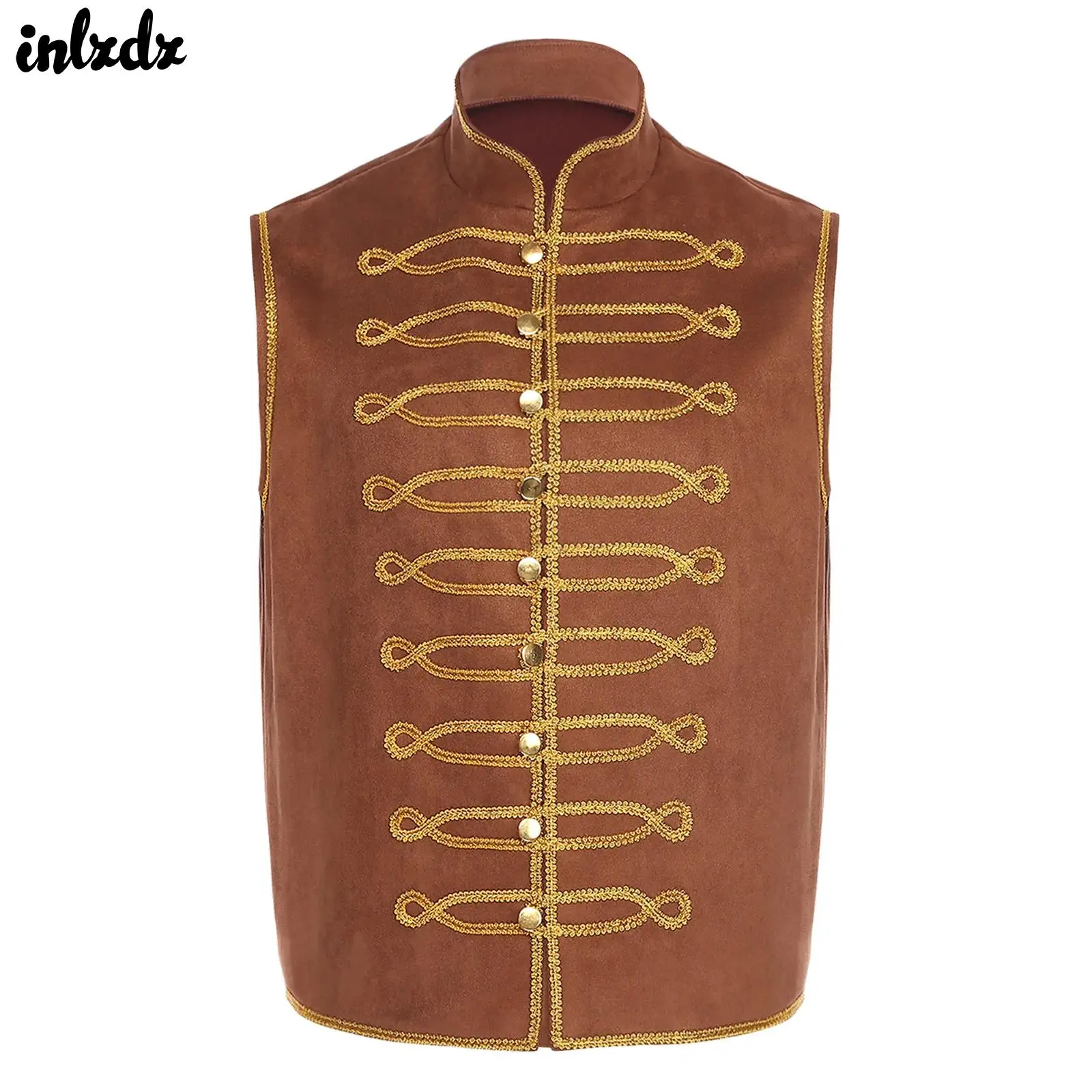 

Mens Pirate Medieval Renaissance Retro Vest Tops Halloween Outfits Gothic Punk Shirt Tops Knight Waistcoat Cosplay Costume