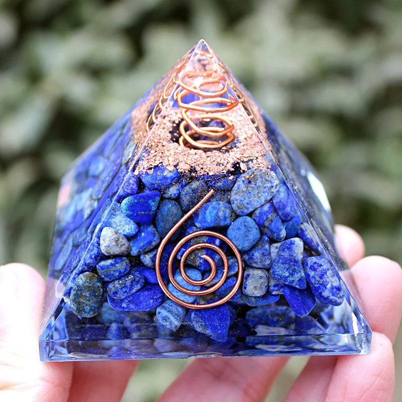 Lapis lazuli Crystal Gravel Pyramid Home Office Decoration Resin Drip Technology Independent Station