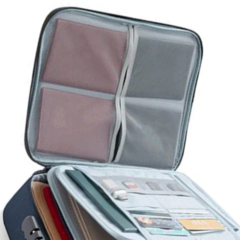 [NEW!A08R】 Important File Pocket Holder,Document Organizer Box,Oxford Waterproof Document Storage Bag With Safe Code Lock