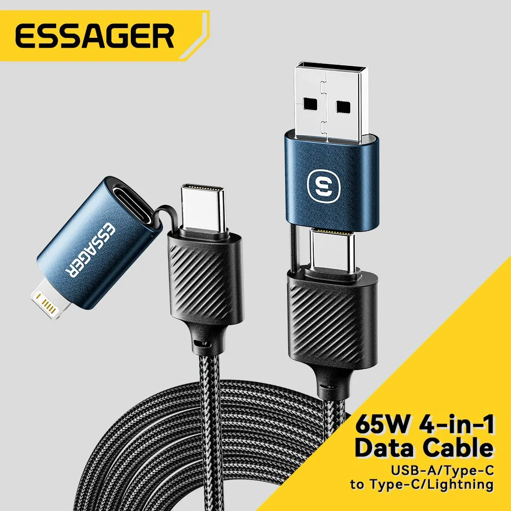 Essager 2 In 2 USB Fast Charging Cable For Samsung Xiaomi Huawei Apple Mobile Phone USB Type C Tablet Charging Cable Accessories