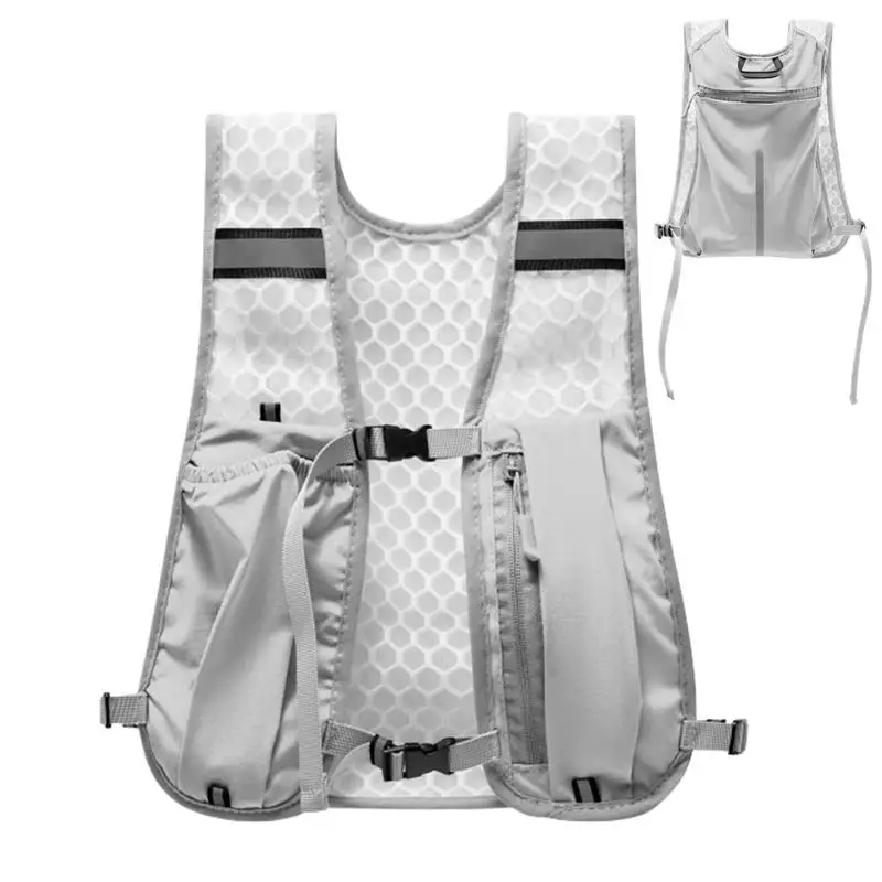 Running Vest Reflective Hydration Water Chest Pack Lightweight Running Water Bottle Storage Vest for Climbing Hiking Camping