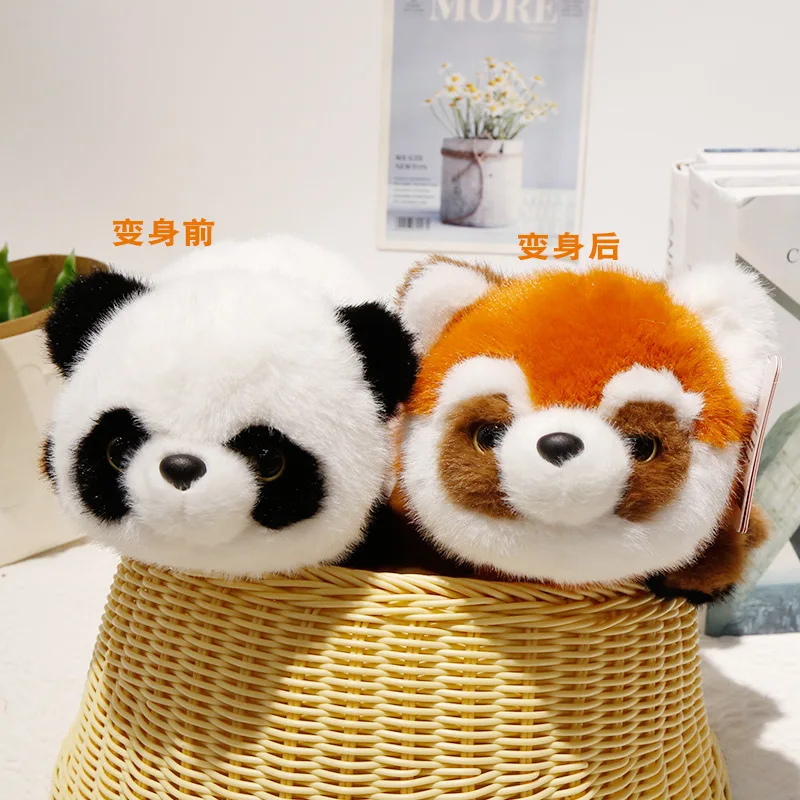 Red Panda Doll Plush Toy Crouching and Simulating Transformation into a Big Raccoon Doll Sleeping Pillow Doll Birthday Gift