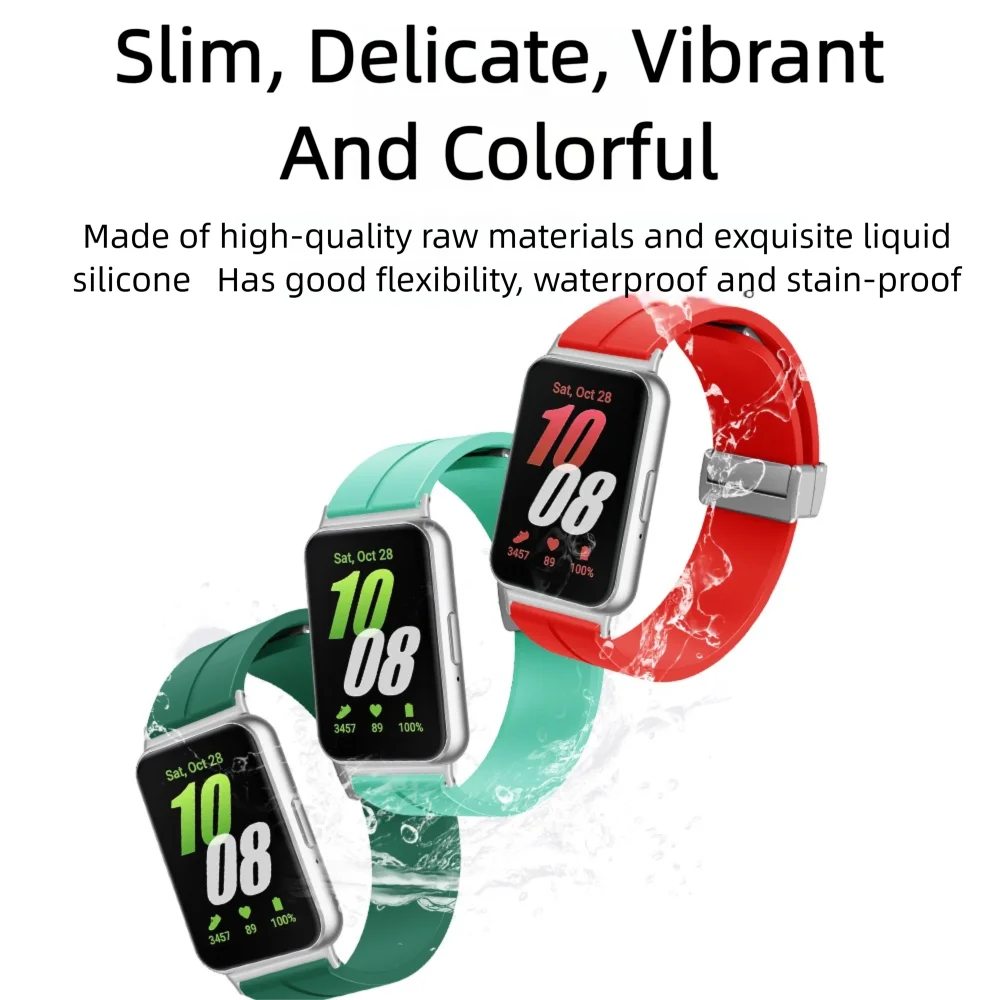 حزام ساعة مغناطيسي قابل للطي 18 ملم لهاتف سامسونج جالاكسي Fit3 سريع الإصدار من السيليكون الناعم قابل للتنفس حزام ساعة رياضي ذكي للرجال والنساء