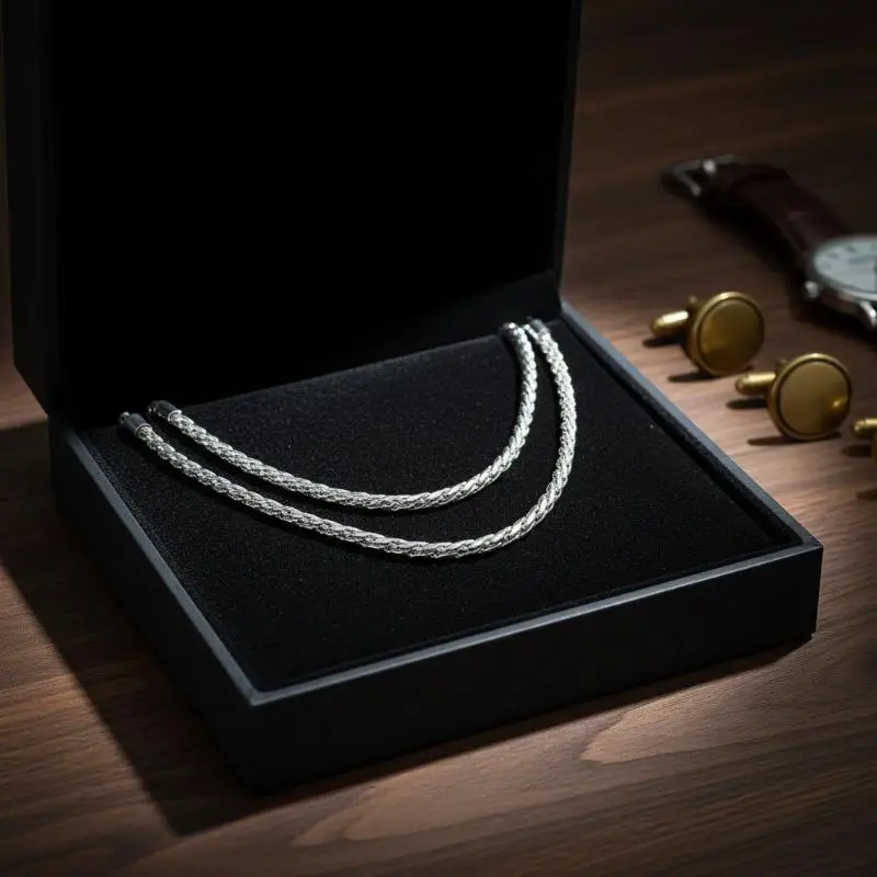 Men Stainless Steel Dragon Bone: Chain Necklace Twisted Scale Round Hammer Integrated Snap Fastener Neckwear