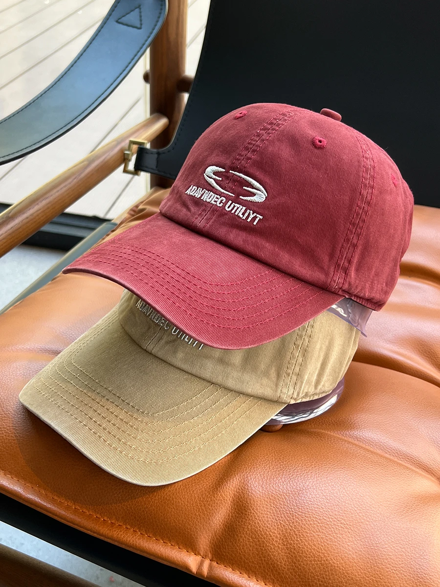 

Retro washed baseball cap women's versatile face peaked cap lengthened widened brim deep top hat men